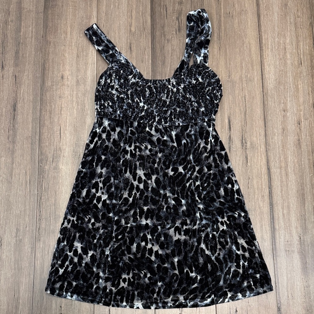 Free People Virgo Moon‎ velvet mini dress leopard print
